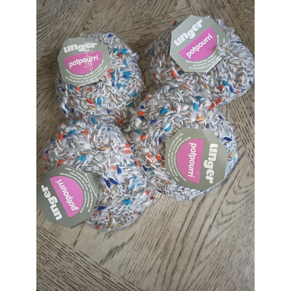 Unger Yarn Potpourri Yarn Acrylic Mohair Wool Blend #30546 Lot Of 4 Vintage New